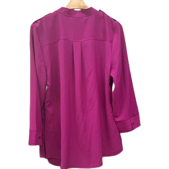 Chico's MSRP $82  Top Blouse Buttons V-neck Long Sleeve U.S. Large Purple NEW - Picture 2 of 7